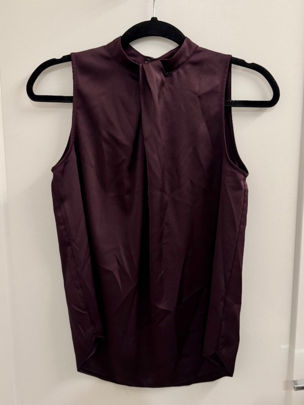 Anne Taylor Women's XS Plum High Collar Sleeveless Work Attire Blouse